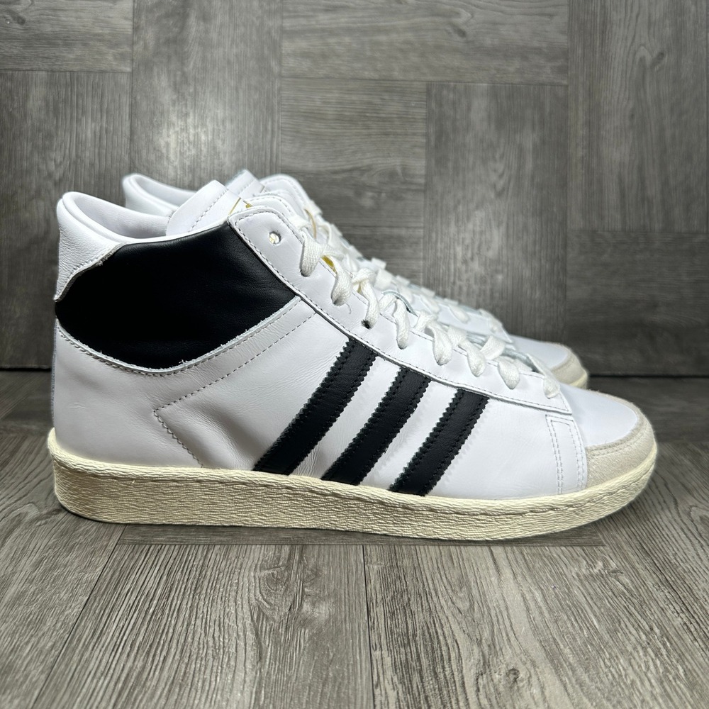 Adidas Jabbar Hi High Top Sneaker Women 10 White Black Leather JI3445 NEW
